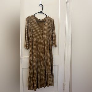 V-Neck Tiered Button-Front Midi Dress in Daisies Forever